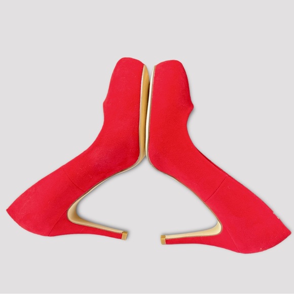 Just Fab red suede closed toe heels women’s shoes size 9 - Picture 5 of 8